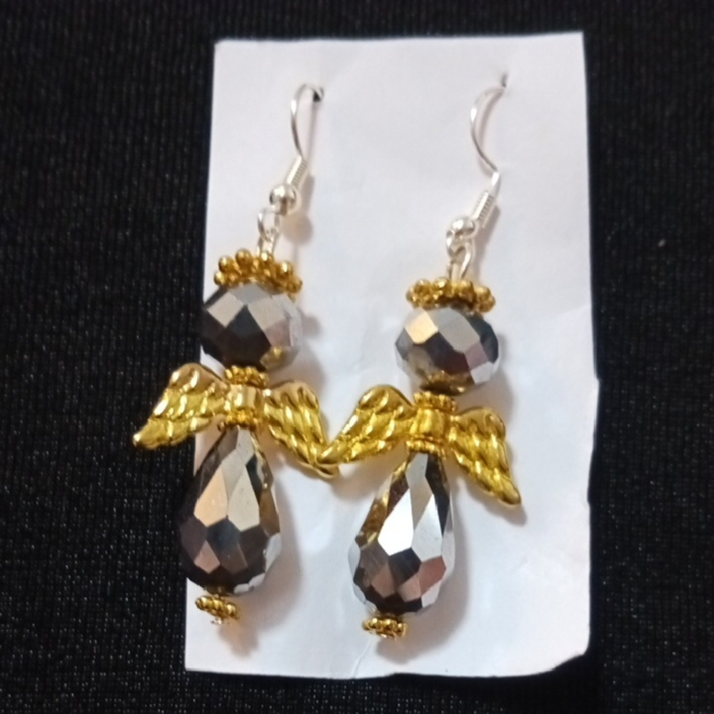 Elegant Handmade Gold and Silver Angel Earrings